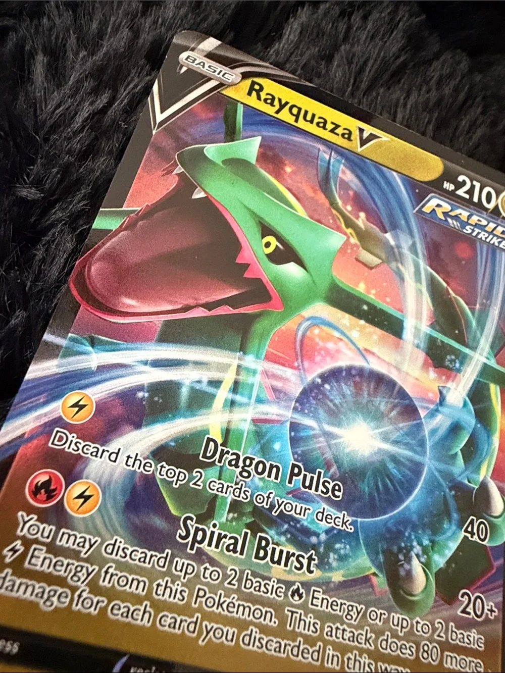 Pokemon Rayquaza V Holographic Green and Blue Card